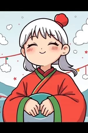蓝色夜空下主角翻阅漫画书卷的竖版主视觉插画